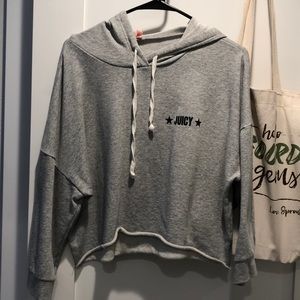 Juicy Couture Grey 3/4 Sleeve Hoodie Top M